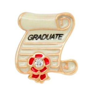 Origami Owl Graduate Scroll Pin with Red Accent